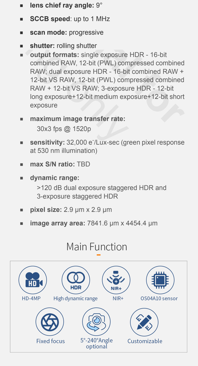 DGZX-AA018AA40M5-38×38 MIPI OS04A10 HD 4MP NIR HDR Optional IRCUT Motor Camera Module插图2